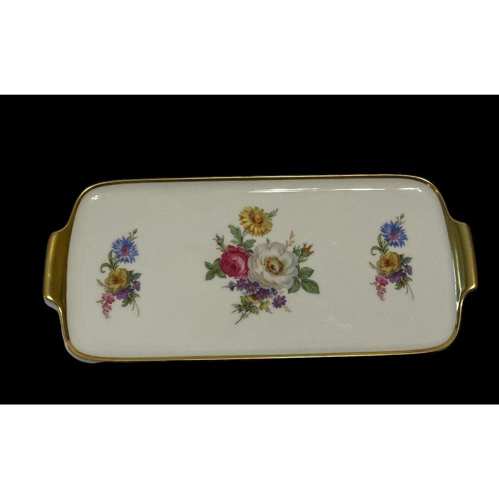 VTG Alboth & Kaiser ART 1440 King w. germany Ceramic floral vanity tray Platter